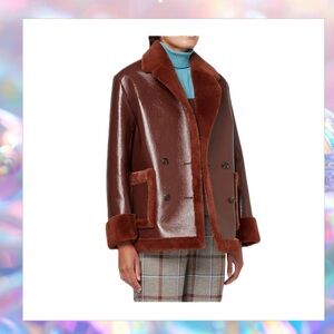Paul Smith Women's Faux Leather Jacket Luxurious Brown  Size 44 NWOT